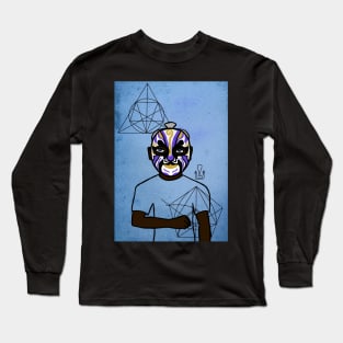 Unearth the Opulence: Gold NFT - A Male Character with Chinese Mask and Blue Eyes Long Sleeve T-Shirt